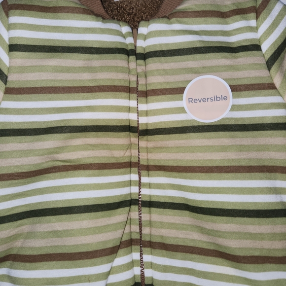 First Impressions Reversible Striped Jacket - Green and Brown - Picture 2 of 6